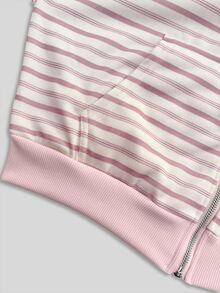 SHEIN x Carly Lawrence INAWLY 女款純色灰色抓絨連帽抽繩衛衣，長袖休閒上衣，秋季返校季畢業季教師衛衣 - 粉色 - 查看 4
