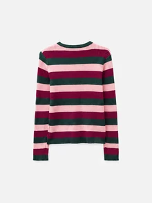 Nöista Women's Street Striped Colorblock Long Sleeve Sweater Holiday - Burgundy - View 8