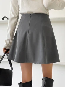 DAZY High Waist Flare Skirt Fall Skirts - Grey - View 2