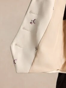 BizChic Women's Embroidered Button Thin Blazer Vest - White - View 8
