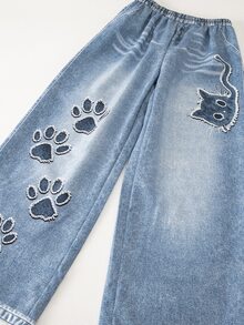 SHEIN ChillGRL 兒童 80 年代賽車運動學院風青少年女孩街頭風牛仔效果長褲、連帽衫、秋季套裝、細肩帶上衣，校園運動風，紫色、黑色、灰色 - 黑色 - 查看 7