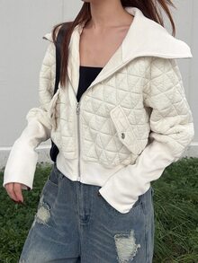 FRIFUL Women's Zipper Casual Versatile Daily Wear Long Sleeve Jacket - Apricot - View 2