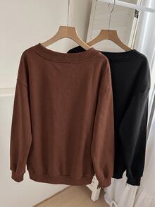 Comfylo 2PCS Plus Size Sweatshirts & Hoodies - Multicolor - View 2