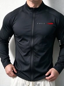 Gym Rark 男士字母印花拉鍊長袖運動夾克 - 黑色 - 查看 4