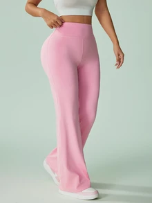 Sovereign Charm Sovereign Charm Women's Pink Straight Leg High Waist Tummy Control Leggings With Pockets, Tight Fit, Suitable For Autumn/Winter, Yoga, Running, Gym, Commuting - Pink - View 5