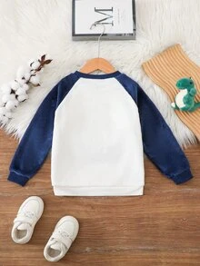 SHEIN 小男孩字母卡通圖案休閒日常長袖運動衫 - 彩色 - 查看 2