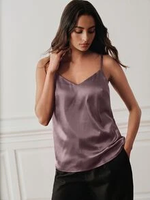 Anewsta Essential Women's Camisole Tank Top With Padded Cups, Summer Base Layer Top - Dusty Purple - View 8