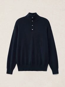 Calmiston 男士純色羊毛休閒百搭日常穿著長袖毛衣，溫馨家庭氛圍親子情侶套裝，最佳節日禮物 - 彩色 - 查看 3