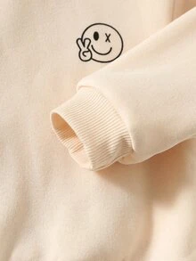 SHEIN 中性嬰兒男/女童 幼兒 2件組 秋冬保暖內裡加厚休閒可愛運動衫套裝 嬰兒冬季穿搭街頭風運動服 Jogger - 杏色 - 查看 3