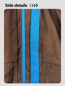 SHEIN Dewbera Women's Striped Colorblock Cropped Jacket And Long Pants Sports Set - Rust Brown - View 8