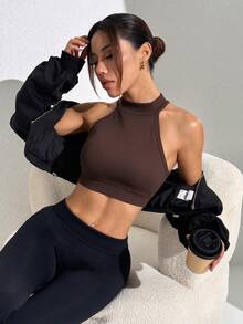 Dewbera Dewbera 女款運動內衣 素色極簡時尚休閒日常穿著 - Plum Brown - 查看 4