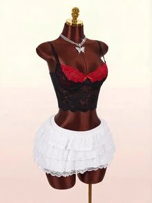 Amplova Women's Sexy Contrast Color Contrast Lace Slim Fit Cropped Camisole For Beach Vacation - Multicolor - View 6