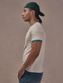 Musero Contrast Ringer Tshirt In Muscle Fit Puff Print Chest Logo Autum Winter Essentials - Apricot - View 3