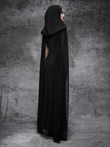 Cryptelle Gaun Tanpa Lengan Berkerah V Dalam Gaya Gothic Gelap untuk Wanita dengan Hiasan Jala untuk Kostum Pesta Halloween Bertema Penyihir di Musim Gugur/Musim Dingin - Hitam - View 6