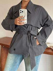Dazy Plus Coat & Jaket Ukuran Plus - Dark Grey - View 5