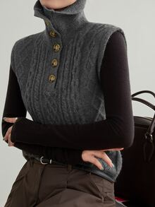 Dazy-Less Women Sweater Vests Office Grey Classic - Grey - View 6