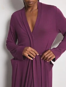 Ocili Leisure Comfortable Smooth Rayon Long Robe Sleepwear Extra Long Women's Loungewear ChicAutumn AutumnSlumber - Purple - View 7