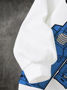 Transformers X SHEIN Young Boy Cartoon Print Casual Daily Long Sleeve Sweatshirt - White - View 4
