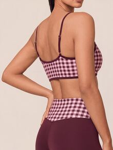 SHEIN BAE Women's Fashion Plaid Sports Tank Top Yoga - Burgundy - View 5