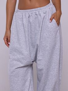 MUSERA ESSENTIALS Grey Jersey Hareem Sweatpants Autumn Winter Fall Everyday Basicss Back To School - Light Grey - View 5