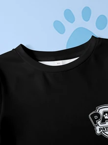 SHEIN | PAW Patrol 小男孩卡通印花圓領短袖T恤與短褲休閒套裝 - 白色 - 查看 3