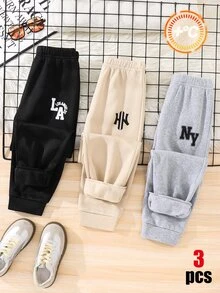 SHEIN 3件組 青少年男孩運動長褲 童裝 - 彩色 - 查看 2