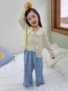 Dazy Kids Infant (Girl) Solid Color Casual Long Sleeve 3 Pieces Set Loungewear - Apricot - View 6