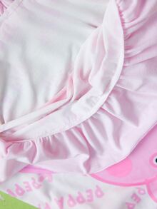 Peppa Pig X SHEIN Young Girl Letter Cartoon Print Pleated Casual Daily Summer Dress - Pink - View 13