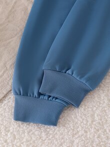 SHEIN 女童 2 件套，秋冬長袖可愛熊刺繡衛衣 + 慢跑褲，柔軟舒適套裝，兒童休閒日常穿著，適合男孩舒適外出與玩耍，中性風格 - 藍色 - 查看 7