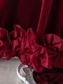SHEIN 女嬰針織純色天鵝絨圓領 3D 蝴蝶結荷葉邊無袖洋裝 - 彩色 - 查看 4