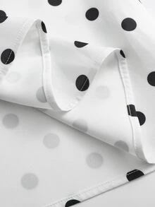 GlowEve Polka Dot Print V-Neck Scallop Edge Flare Hem Dress - Black and White - View 5