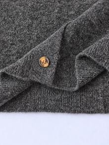 Ceyna Bộ áo cardigan len cài nút phía trước và quần short màu xám trơn, phong cách gợi cảm, thanh lịch, thường ngày, phù hợp cho du lịch, lễ tốt nghiệp, mùa thu đông - Xám - Xem 7