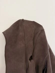 Muchica Women's Solid Color Waist Tie Casual Versatile Daily Long Sleeve Jacket - Brown - View 8