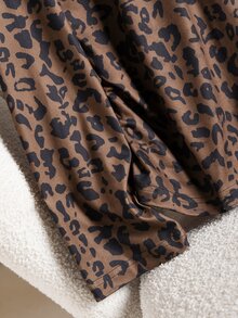 CosyJoli Plus Leopard Print Contrast Trim Tee - Multicolor - View 4