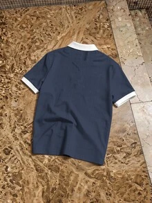 HypeHours 男士字母印花短袖休閒通勤 Polo 衫 - 彩色 - 查看 2