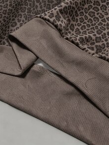 Resyla Leopard Print, Two Pieces Set, Stand-Collar Half-Zip Sweatshirt And Loose Pants, Sexy Style, Young And Casual Style - Multicolor - View 6