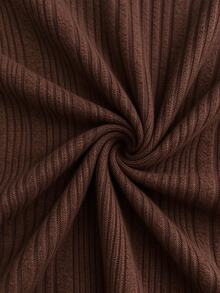 Linhara CURVE Plus Solid Rib-Knit Frog Button Front Dress - Brown - View 6