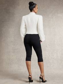 Silquee Women's Double-Breasted Long Sleeve Elegant Fashion Jacket - White - View 4