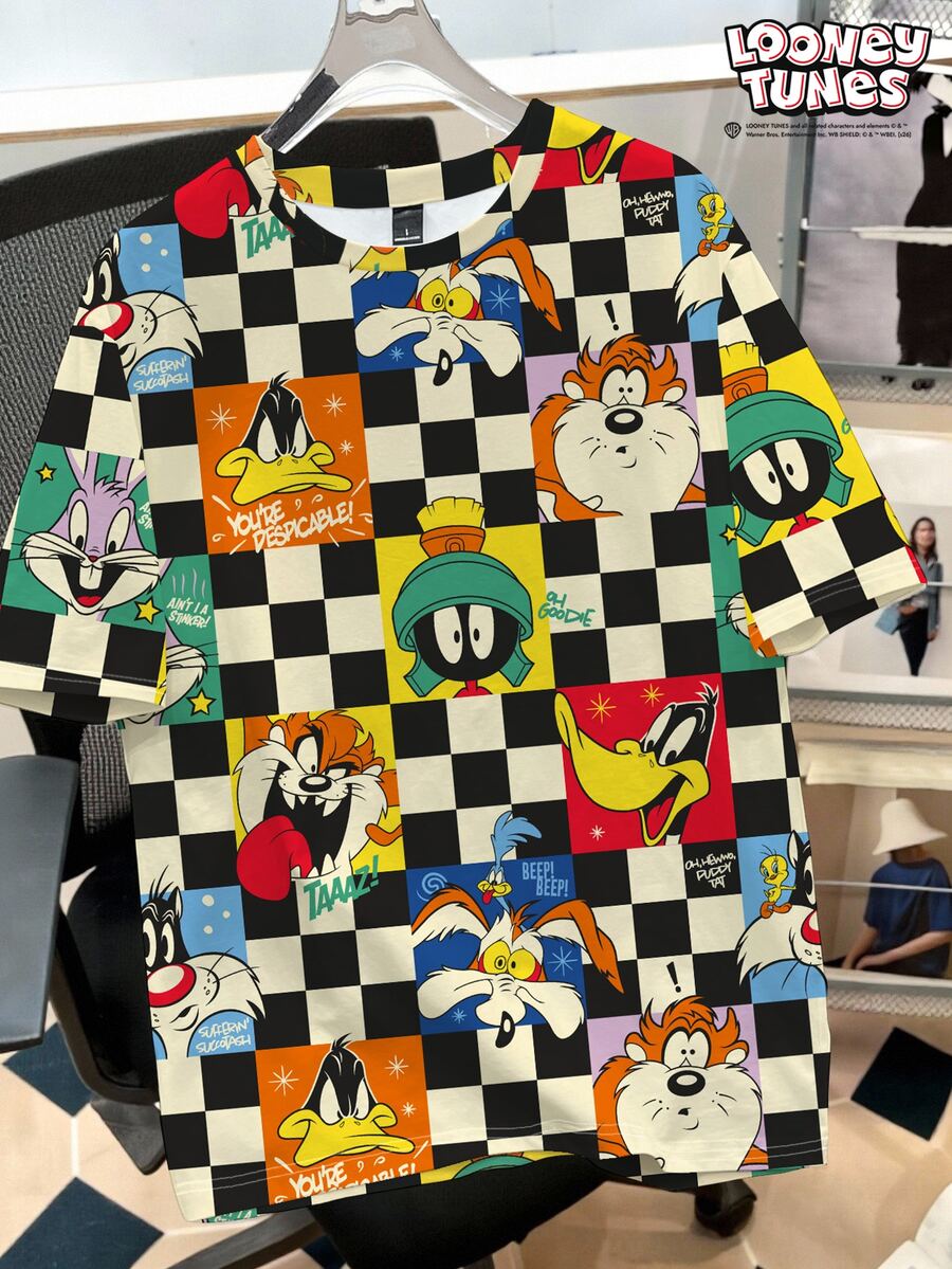 LOONEY TUNES X SHEIN Daypath 男士卡通印花休閒日常短袖T恤 - 彩色 - 查看 1