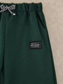 SHEIN Coolqubz 青少年男孩連帽衫與運動衫套裝，2件組休閒長袖套頭運動服套裝，適合秋冬/聖誕節/Noël，秋季套裝 - 墨綠色 - 查看 6
