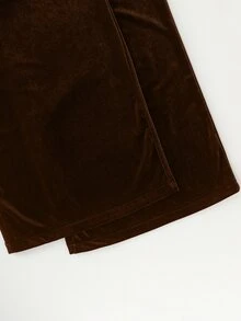 LUMIGAL Women's Elegant Coffee-Colored Velvet Wide-Leg Pants - Coffee Brown - View 6