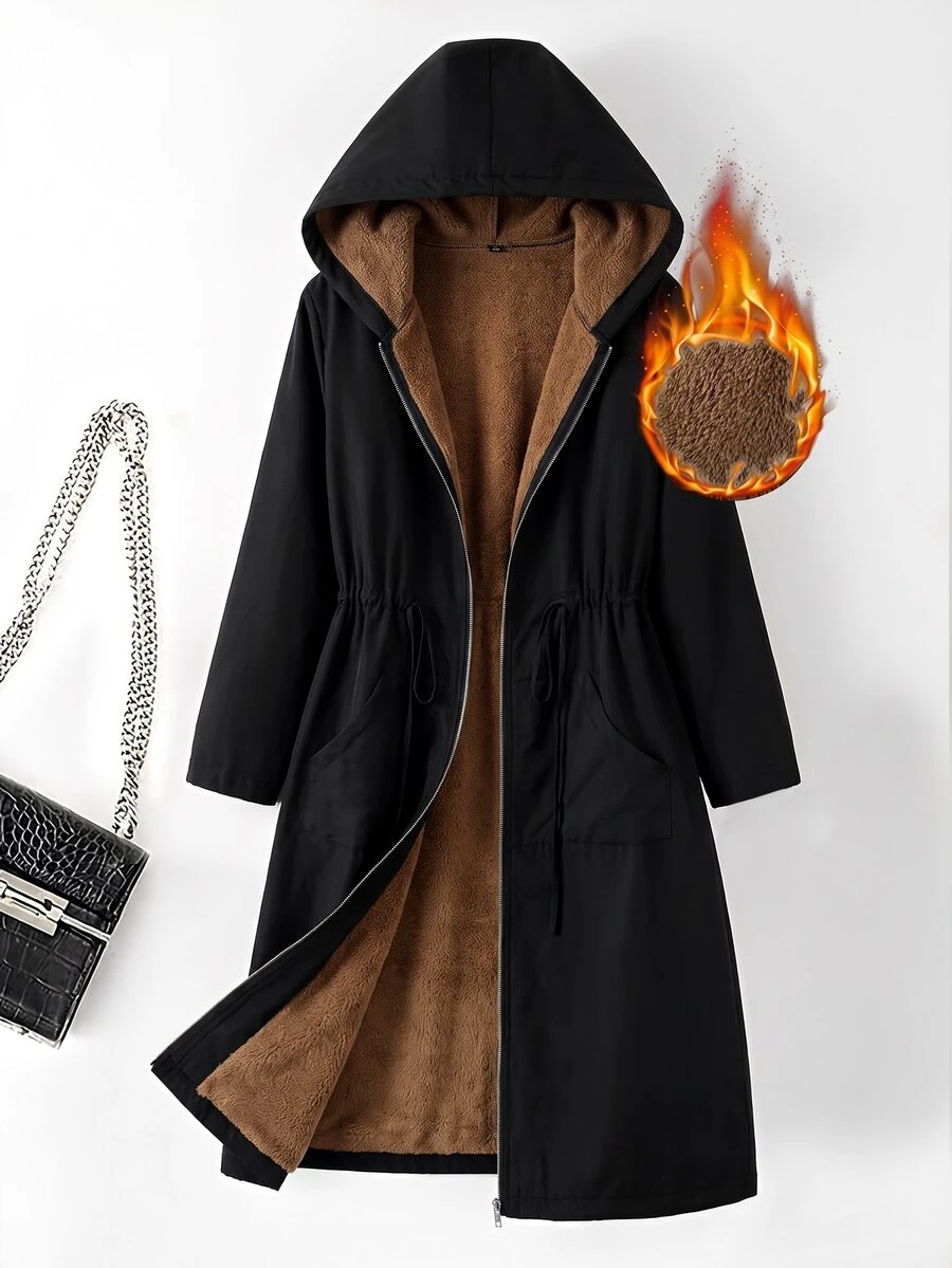 SHEIN معاطف حجم كبير - الأسود - مشاهدة 1