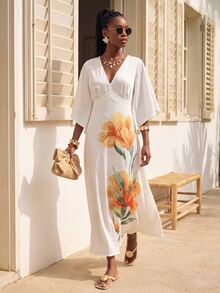 CAJUNI New Year's Maxi Floral Dress - Multicolor - View 5
