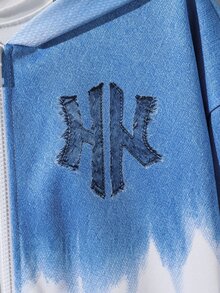 SHEIN 青少年男孩字母印花拉鍊連帽衛衣，內裡刷毛 - 彩色 - 查看 4