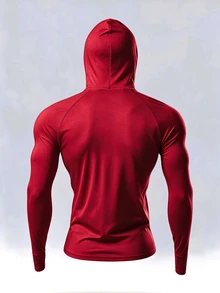 Gym Rark Men's Slim Fit Hooded Outdoor Sports Sweatshirt, Gym - Red - View 2