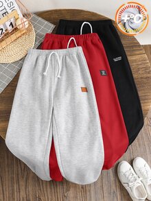 SHEIN 兒童 3 件組大童男孩休閒字母印花運動長褲套裝 時尚慢跑褲 Joggers 運動長褲組合包 - 彩色 - 查看 7