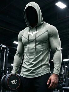 GymBeat Men's Bat Print Raglan Long Sleeve Drawstring Hooded Sweatshirt - Multicolor - View 3