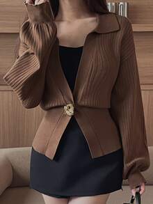 DAZY Women Cardigans - Coklat - View 1