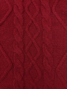 Struktiv Autumn/Winter New Chinese Style Frog Button Cable Knit Cardigan Women Red Vintage Sweater Open Front Jacket - Red - View 7