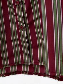 Nöista Striped Shirt With Gathered Stand Collar And Puff Sleeves - Multicolor - View 12